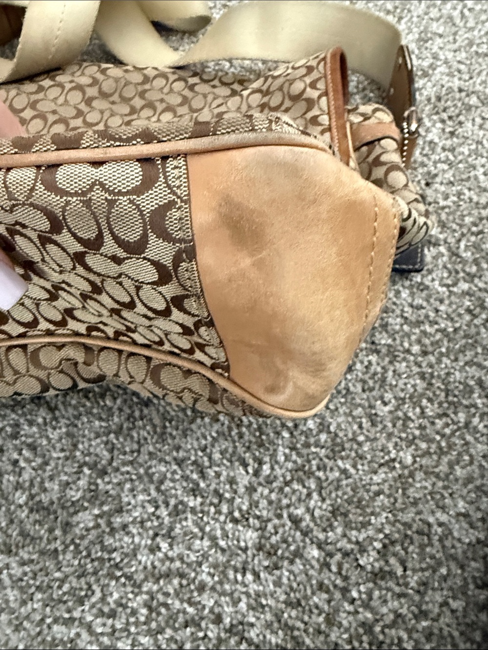 Coach Brown Signature Canvas Crossbody Bag with Tan Trim - Picture 2 of 5